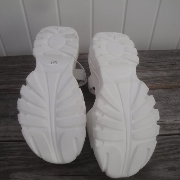 EGO Sandals White Shoes Chunky Platform UK size 7=9 - Picture 5 of 7